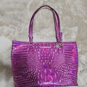 Brahmin Shimmering Pink Embossed Tote